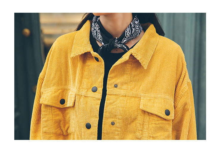 Women's Solid Color Loose New Corduroy Shirt Jacket