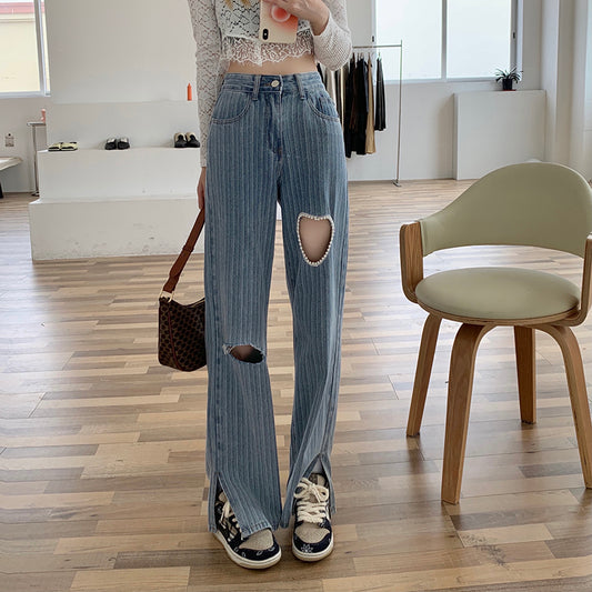 Dame High Waist Slim All Match Talje Lige Jeans