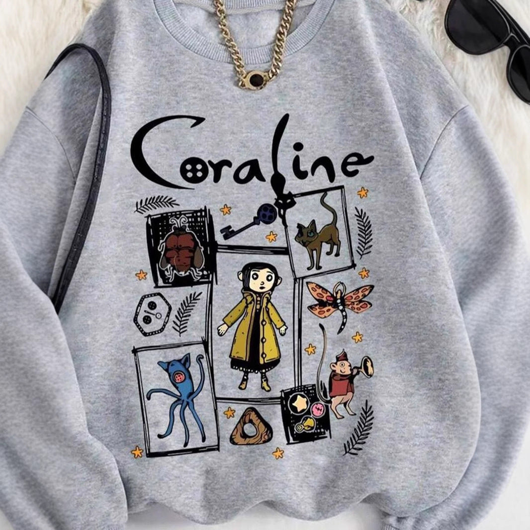Cartoon Coralin Printed Ins Trendy Cool All-match Women's Sweater