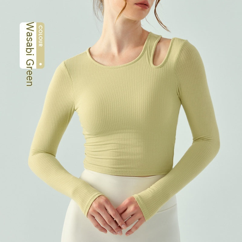 Slim-fit Yoga Wear Long Sleeve Women's Chest Pad Running Aerobics Workout Clothes Top
