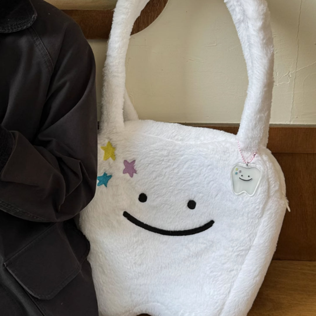 Plush Large Tooth Shoulder Tote Bag Large Capacity