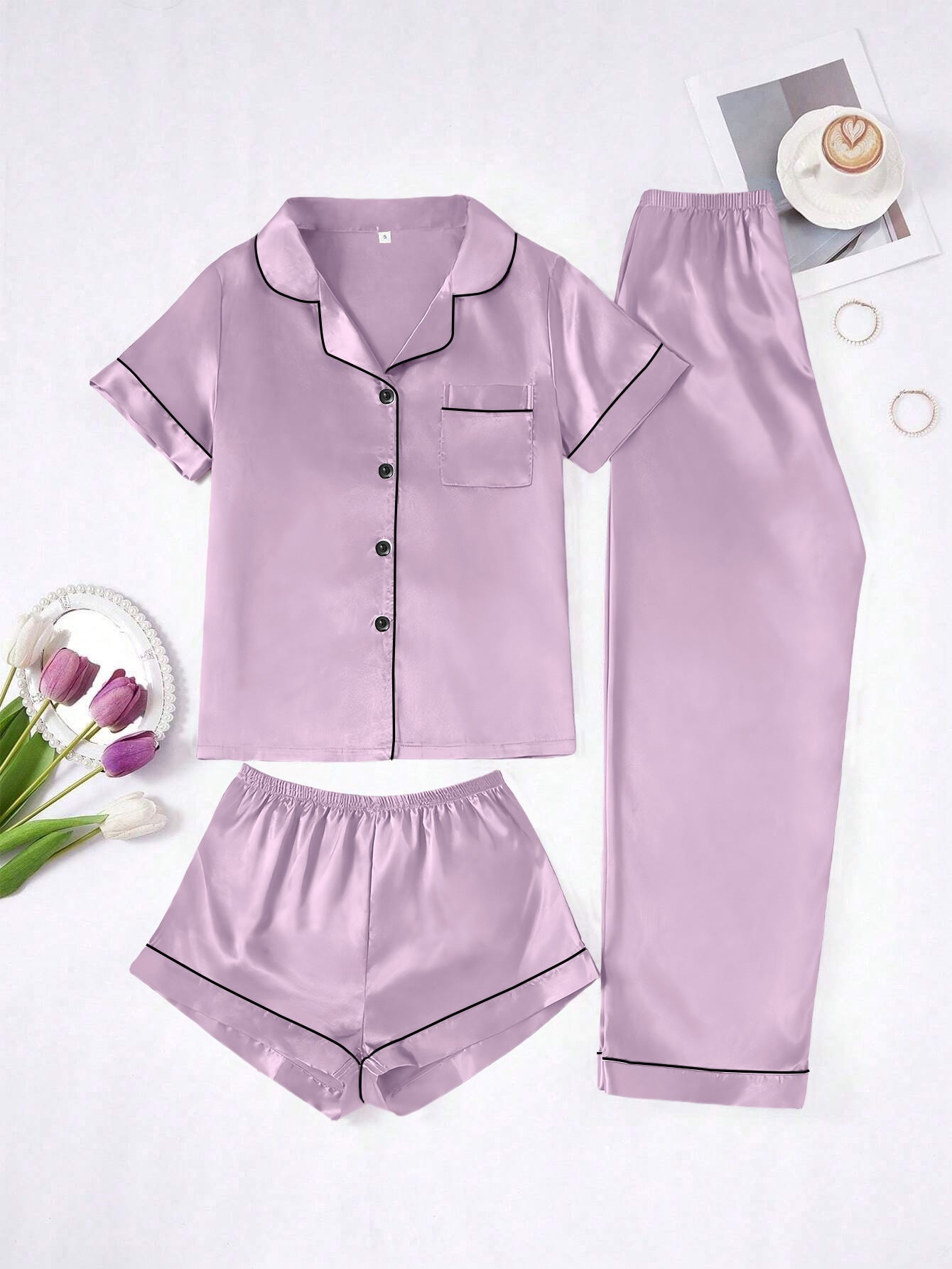 Long Pantssmooth-surface Womens Loungewear Set In French Style
