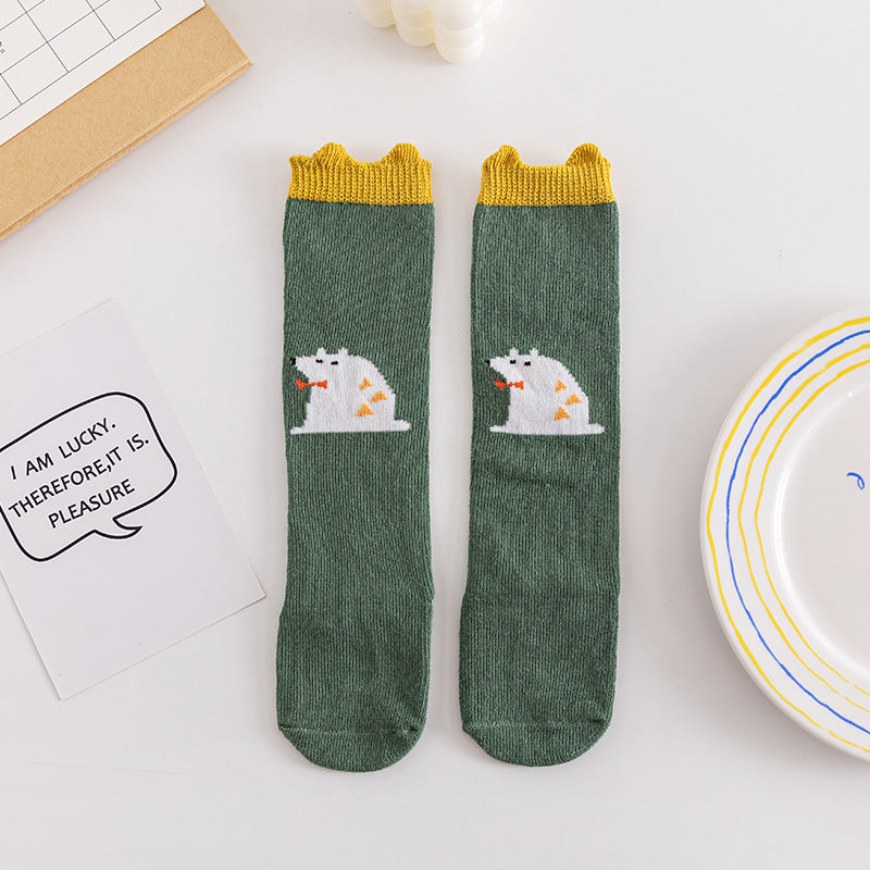Baby Animal Stereo Ears Glue Dispensing Non-slip Stockings
