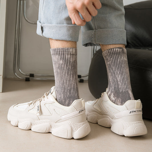 Retro Faded Vintage Tie-dye Sports Mid-calf Socks