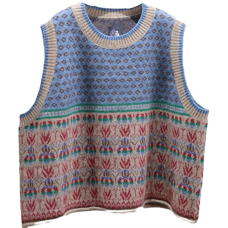 Artistic Retro Vest Sweater Women's Sleeveless Loose Pullover Sweater