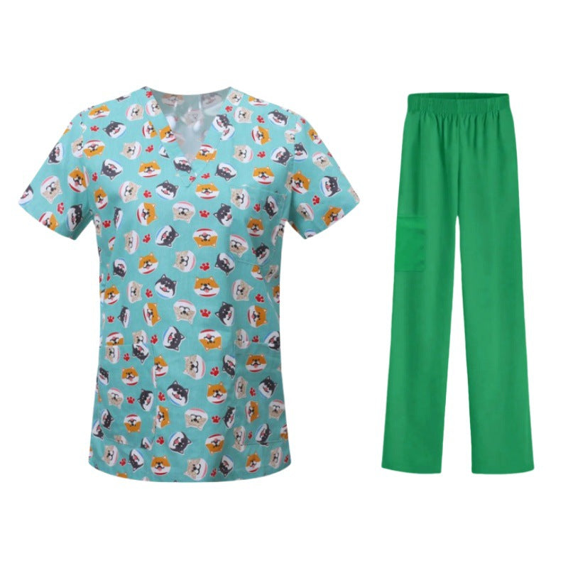 Bestselling Cartoon-print Nurse Uniform Womens Top And Pants