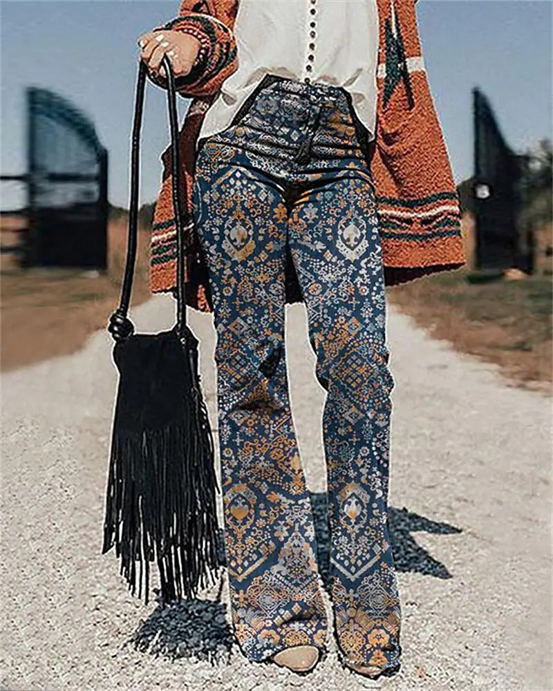 Women's Pants 3D Printed Wide-leg Pants Loose Casual