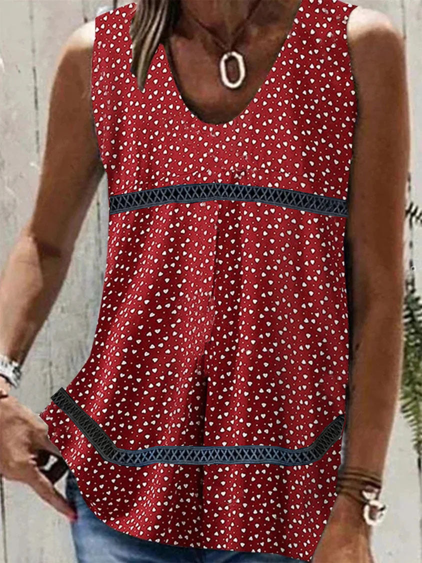 Womens Printed Patchwork Sleeveless T-Shirt Vest