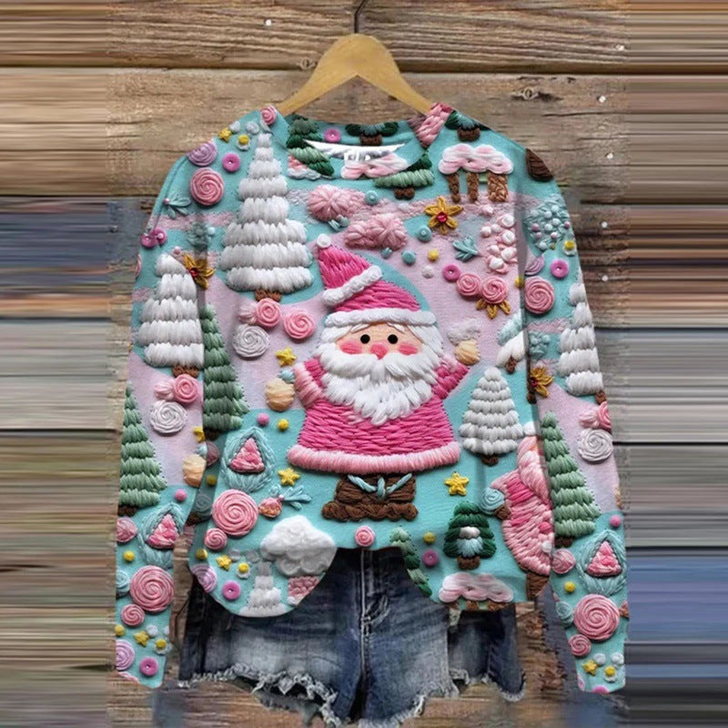 Efterår Og Vinter Dame Sjovt Print Juleferie Afslappet Sweatshirt