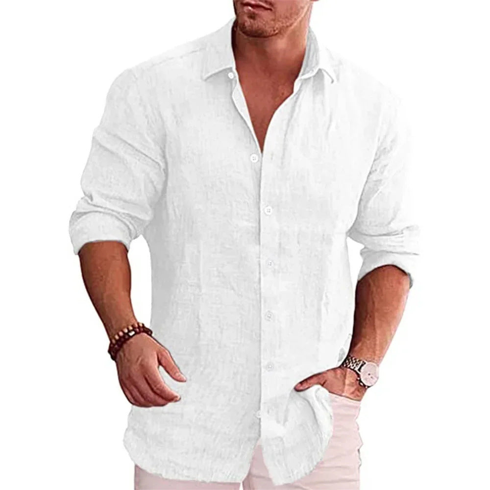 Printed Casual Men's Solid Color Shirt Slim Lapel