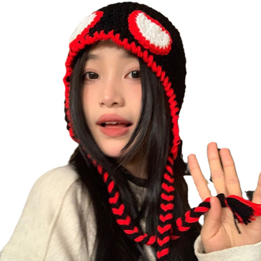 Autumn And Winter Pullover Cartoon Cute Funny Ear Protection Hand-woven Wool Hat