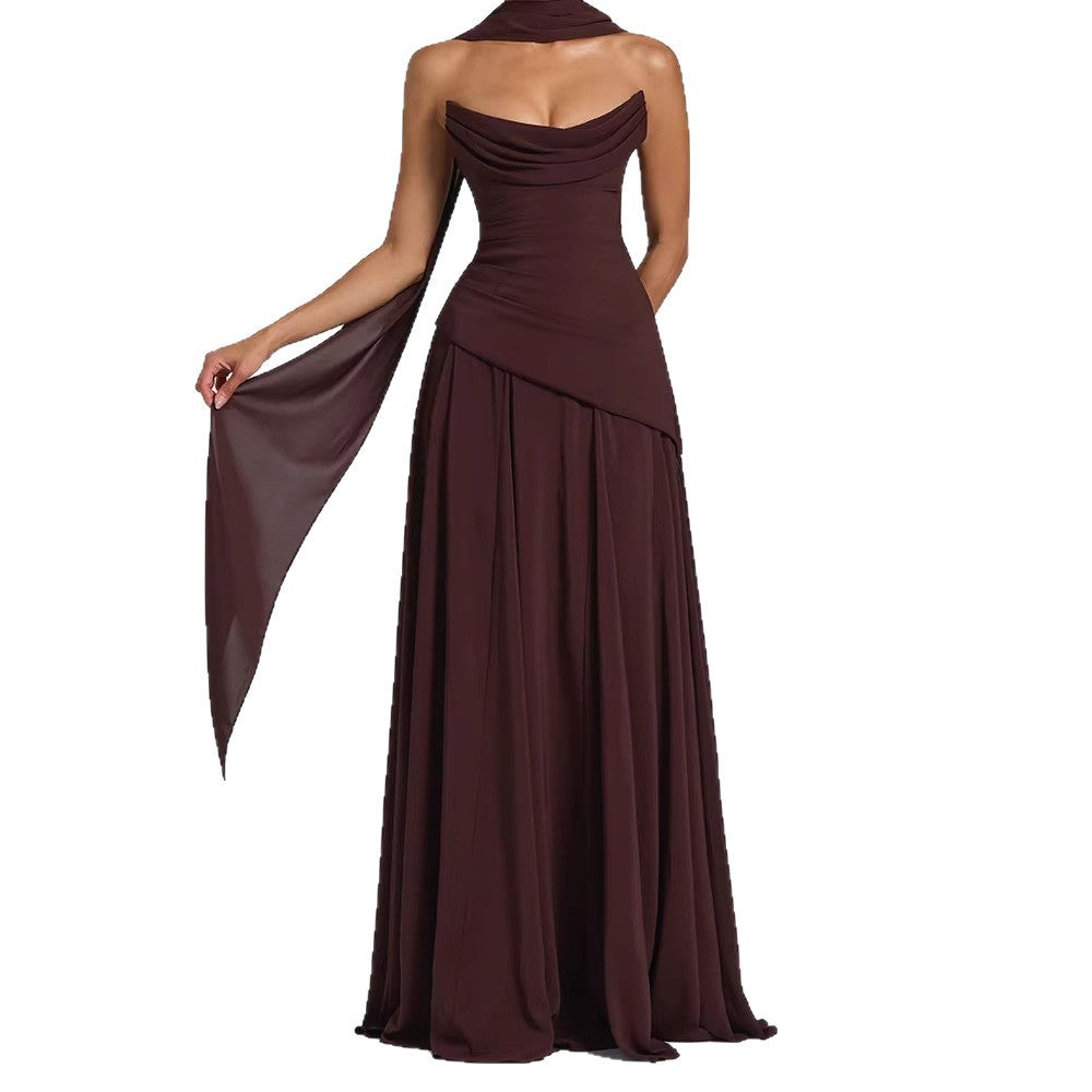 Womens Slim-Fit, Fashionable New Ruched Tube Dress