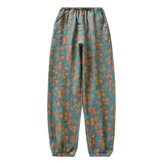 Women's Fashionable Cotton Yarn-dyed Double-sided Jacquard Trousers
