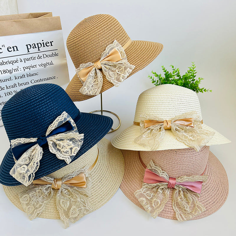 Women's Summer Outdoor Vacation Shade Bow Straw Hat