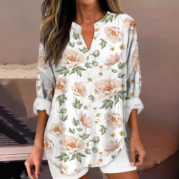 3D Digital Printing Women's Fashion Round Neck Loose Shirt Top