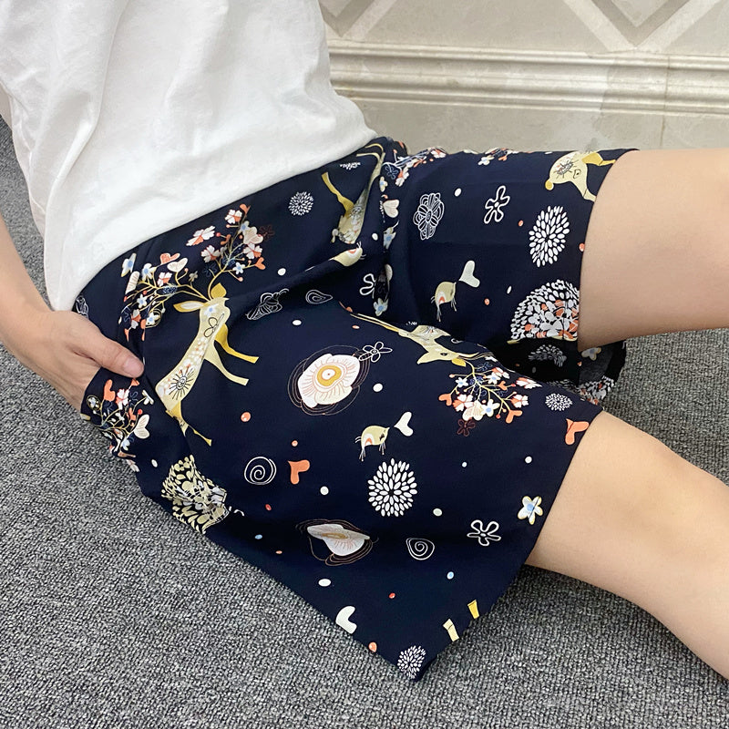 Summer Women's Pajama Pants Cotton Silk Shorts Home Loose