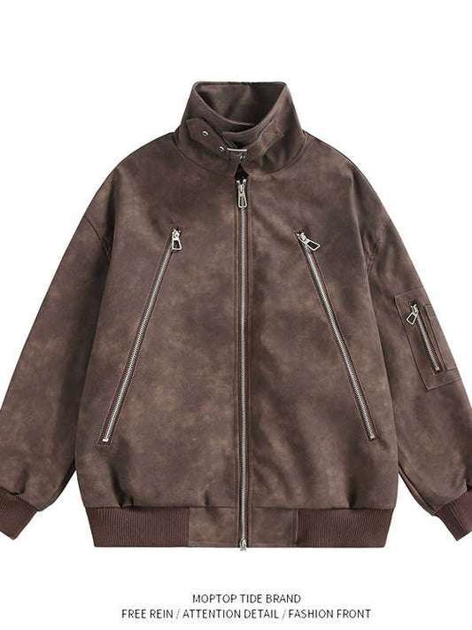 Men's Autumn And Winter High-grade Fashion Brand American Retro Motorcycle Clothing Coat