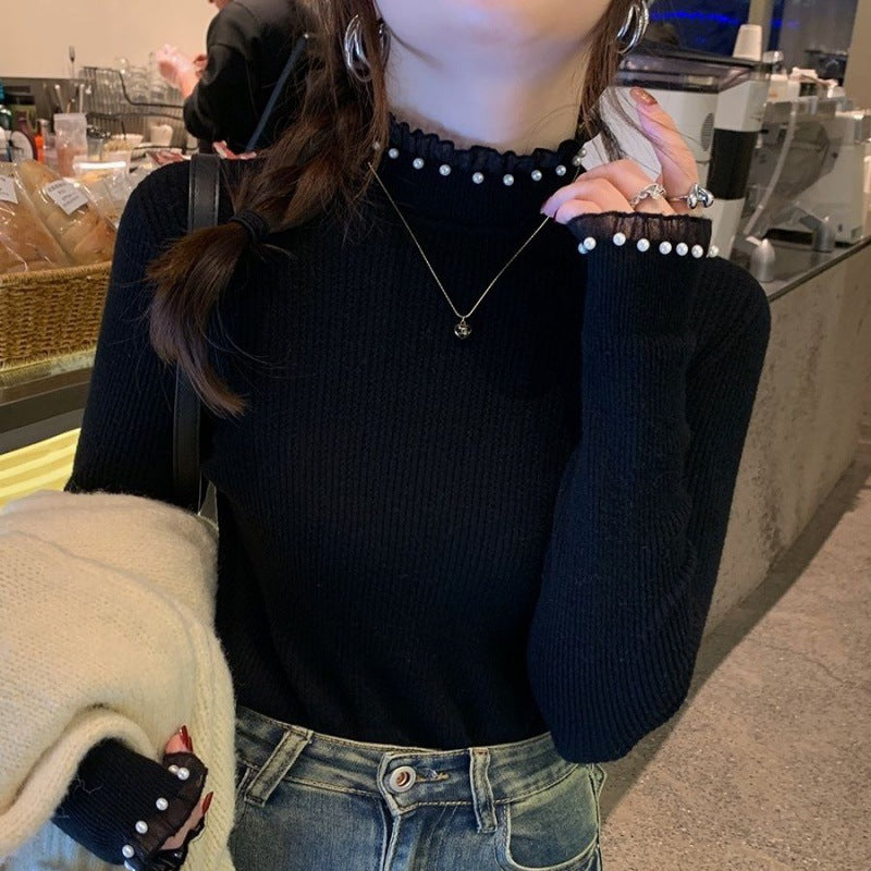 Sensual Semi-high-neck Knit Top