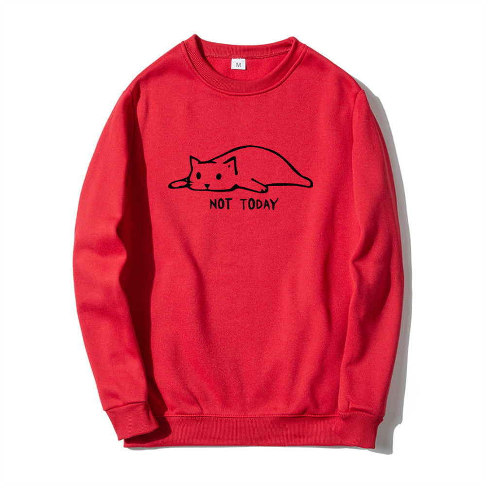 Rundhalset sweater med doven kattebogstav Langærmet top