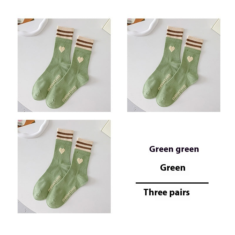 Women's Patchwork Striped Printed Mid Length Socks