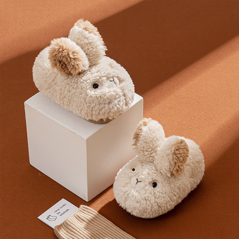 Happy Mary Children's Cotton Shoes Rabbit Plush Heel Slippers