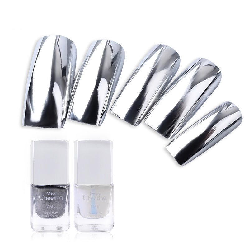 Spejl Sølv Neglelak Base Coat Manikure Neglebehandling