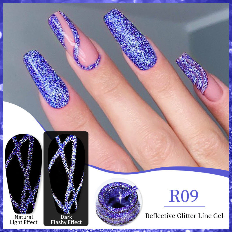 Nail Gel With A Glittery Brushed Finish And Reflective Sequins