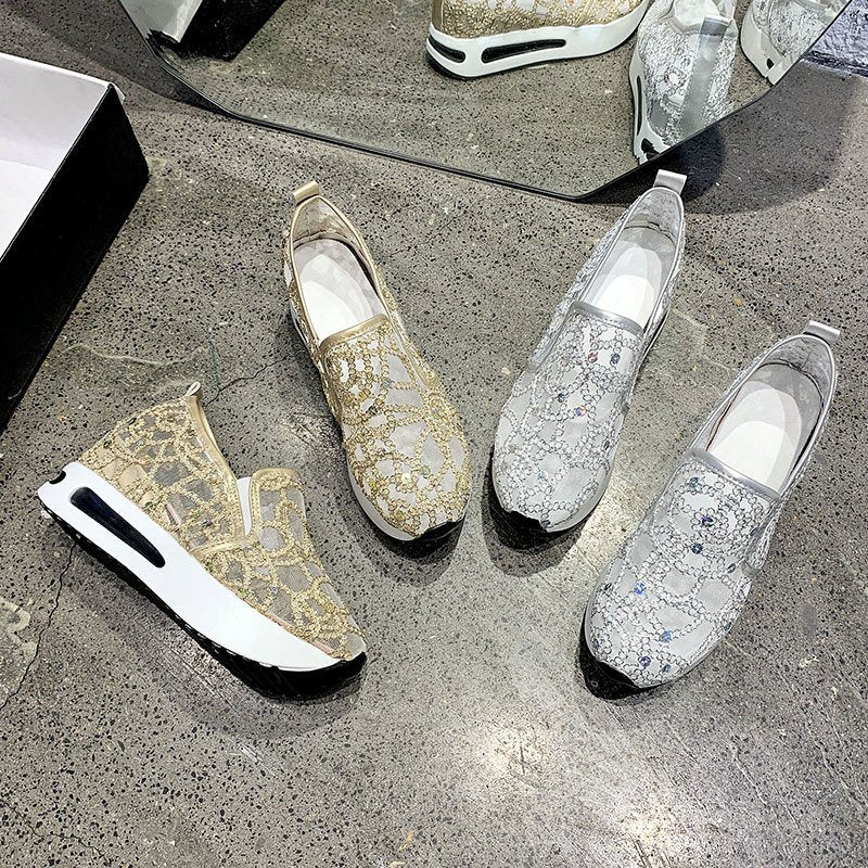 Women's Lace Mesh Casual Inner Height Increasing Shoes