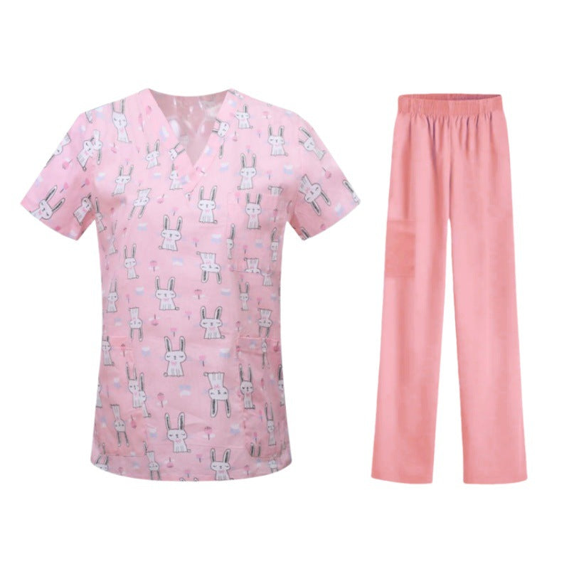 Bestselling Cartoon-print Nurse Uniform Womens Top And Pants