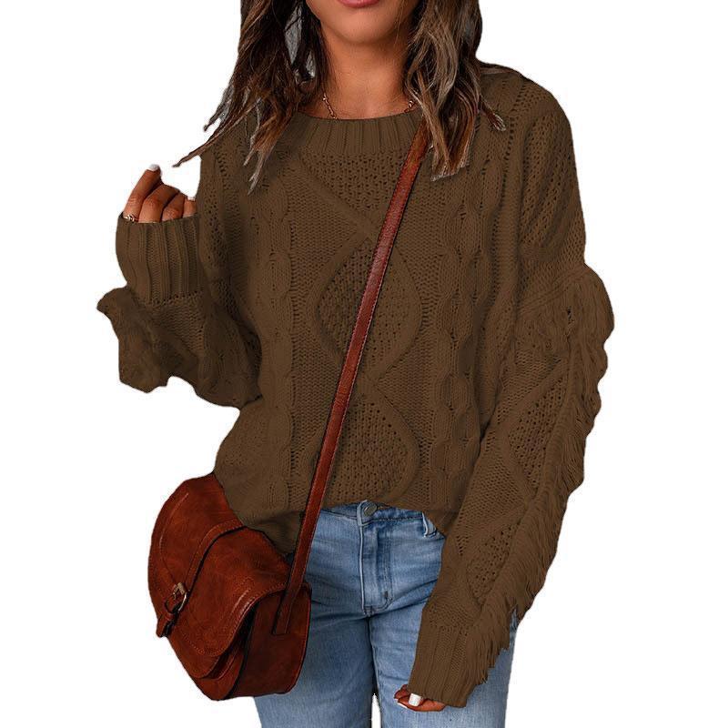 Fashion Pullover Round Neck Knitted Sweater For Women