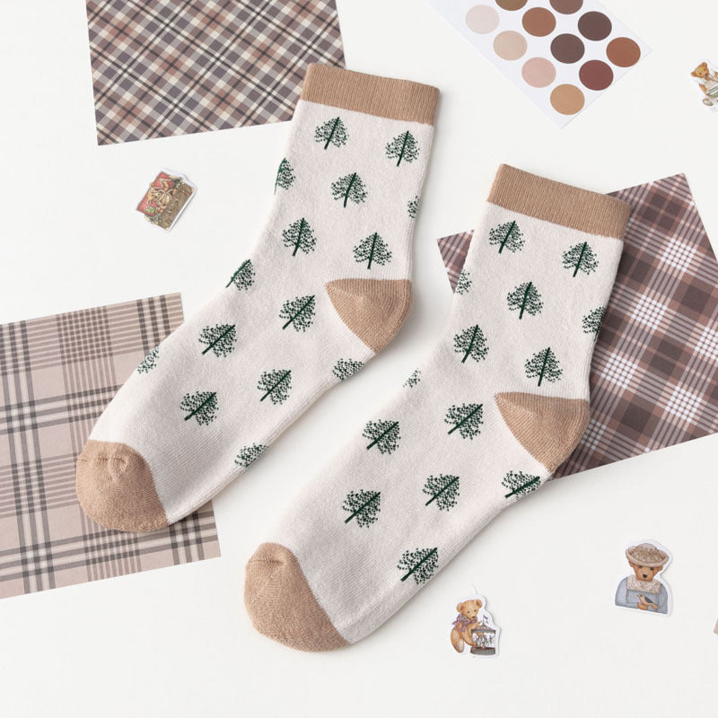 Female Female Middle Tube Cartoon Extra Thick Warm-keeping Socks