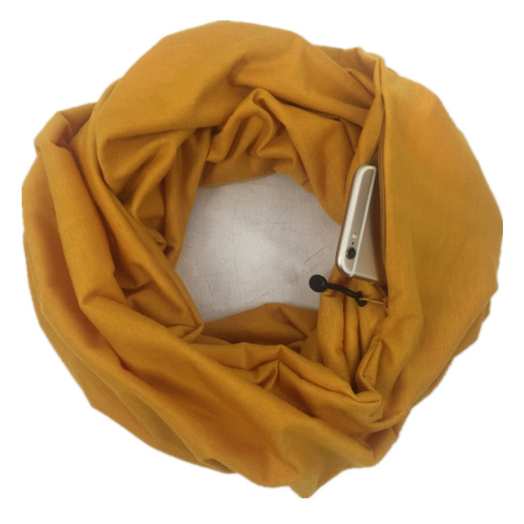 Double Layer Solid Color Pocket Scarf