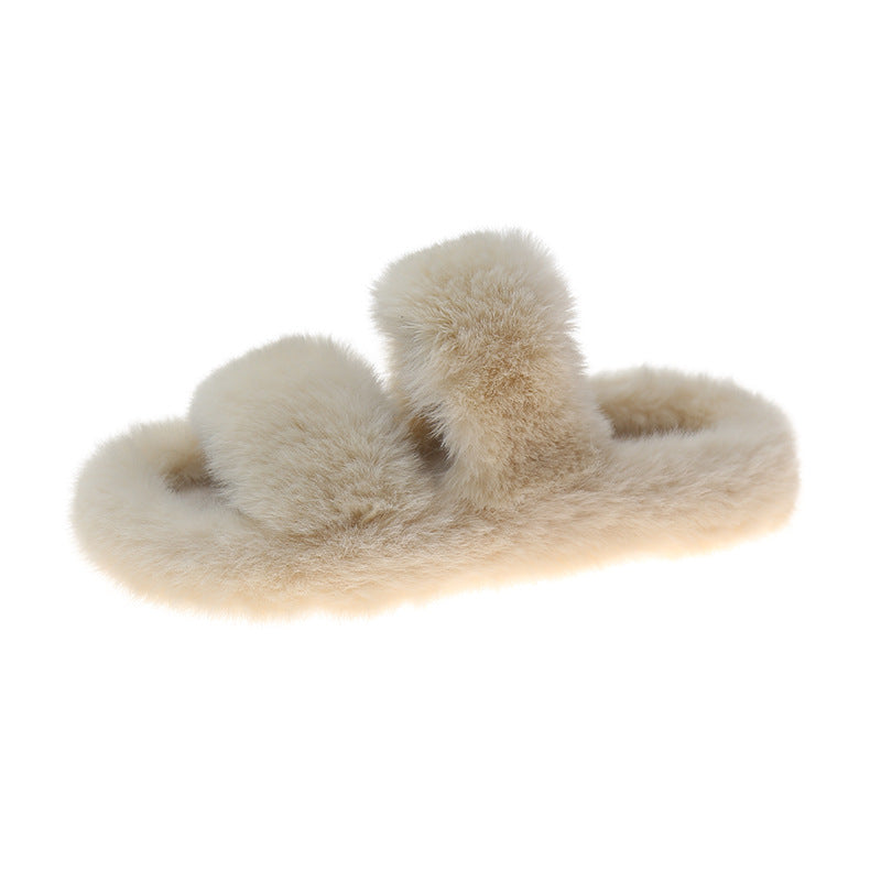 Double Strips Of Foreign Trade Hot Style Flat Bottomed Indoor Warm Slippers