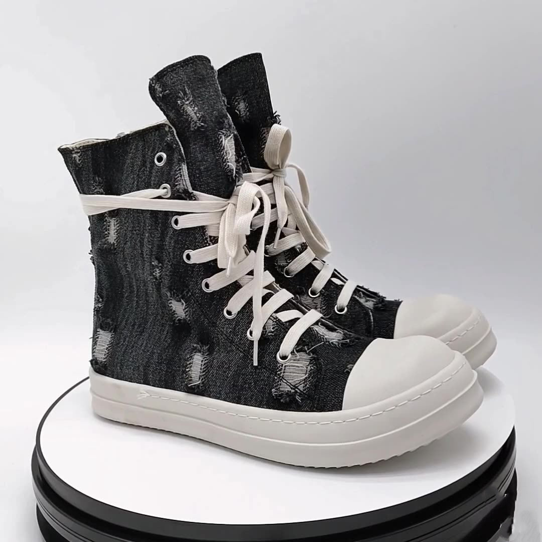 Ripped Denim Casual Canvas Shoes