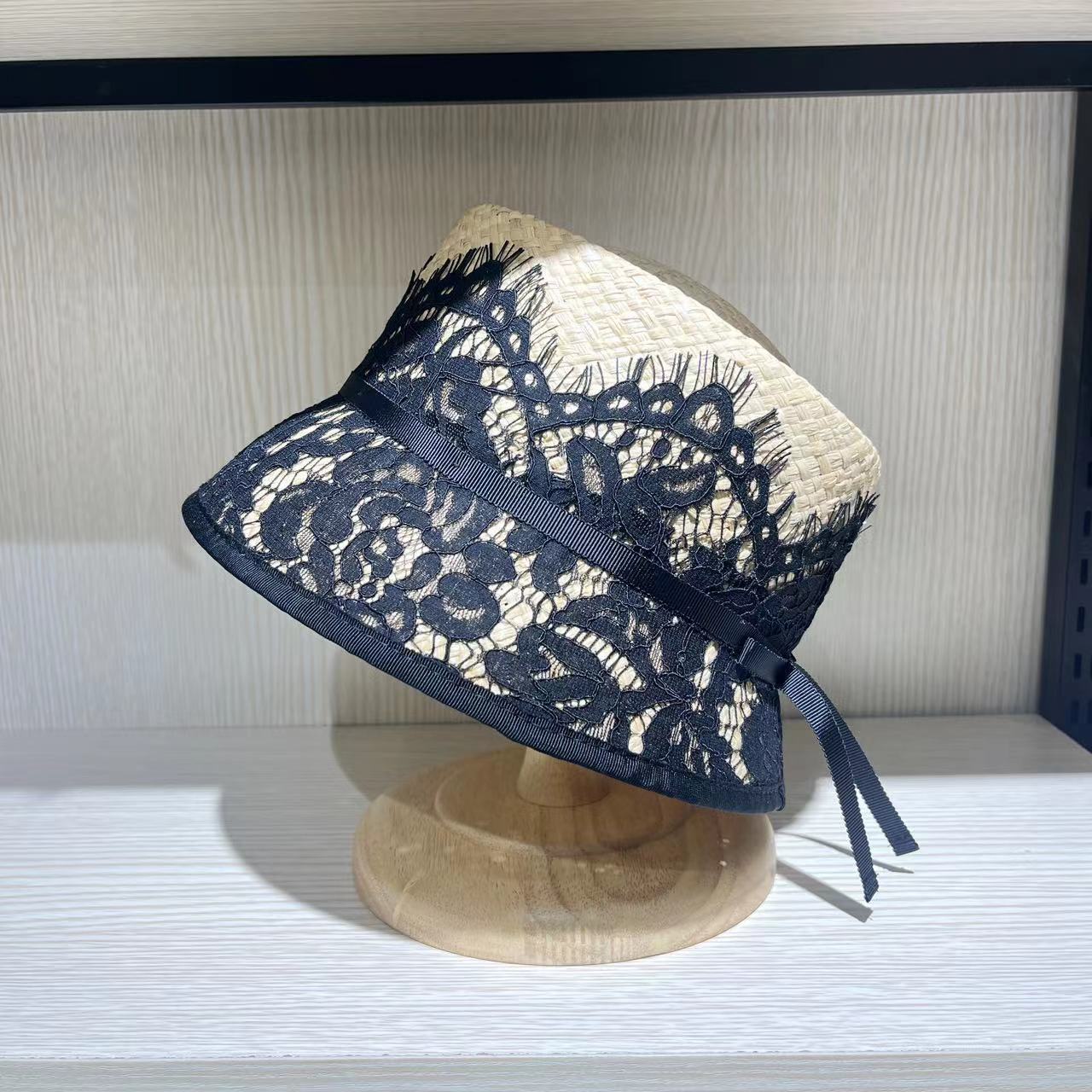 Sun-proof Sun Protection Hat Socialite Style French Straw Short Cap Concave Top Bucket