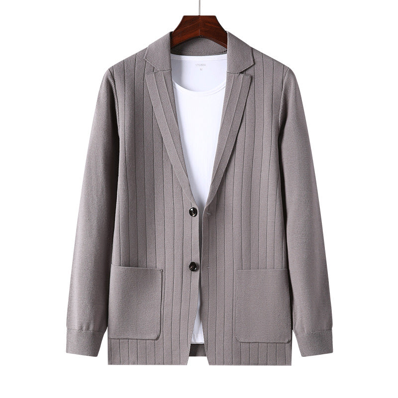 Spring And Autumn Men's Knitted Cardigan Slim Fit Casual Small Suit Coat