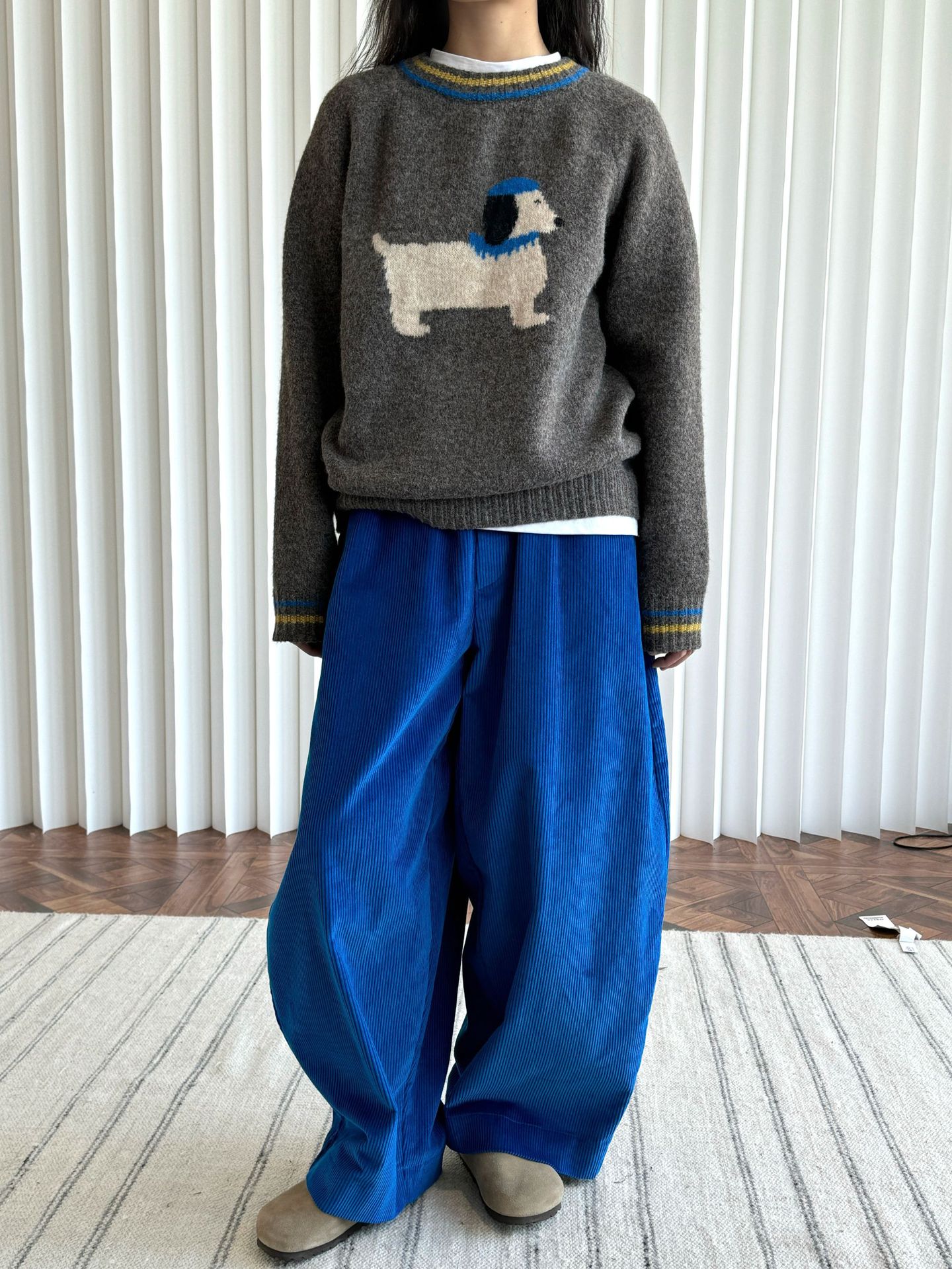 Younger Dog Pattern Wool Sweater