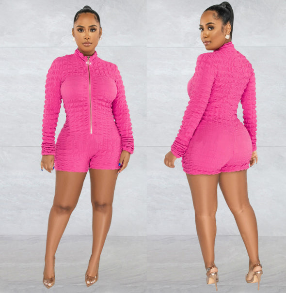Women's Fashionable Knitted Plaid Breathable V-neck Jumpsuit