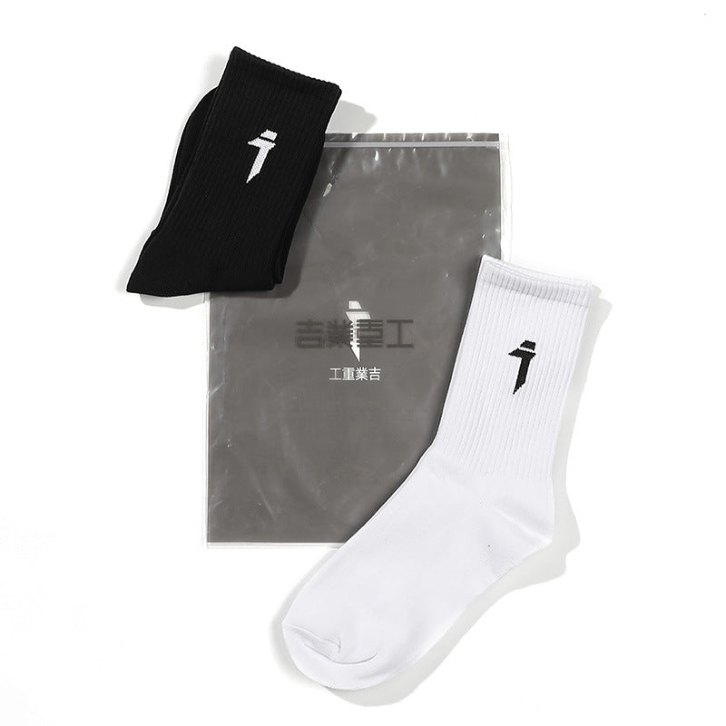 Par Tide Hosiery Maskine Neng Feng Atletiske Strømper Hip Hop Rene Bomuld Strikkede Rørstrømper
