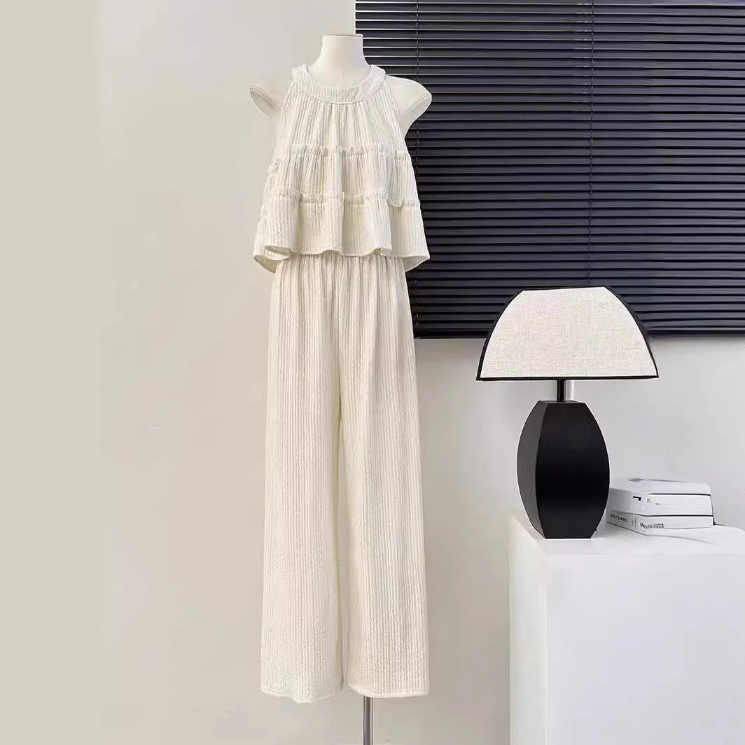 Women's Loose-Fit Casual Straight-Leg Pants Two-Piece Set