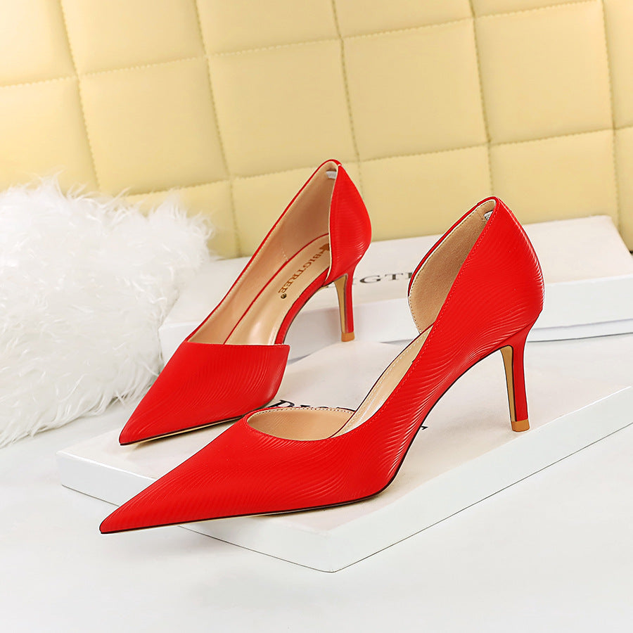 Slim Dark Zebra Pattern Thin Heel Height