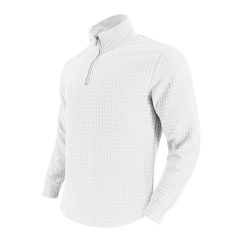 Half Zipper Small Plaid Casual Stand Collar Long Sleeve Sweater