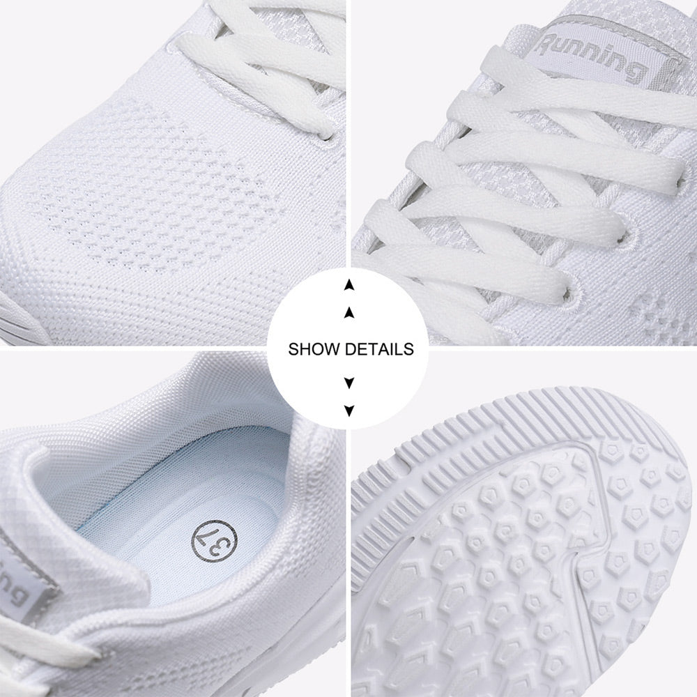 Sorte Hvide Sneakers Til Kvinder Med Snøre Løbesko Gåsko