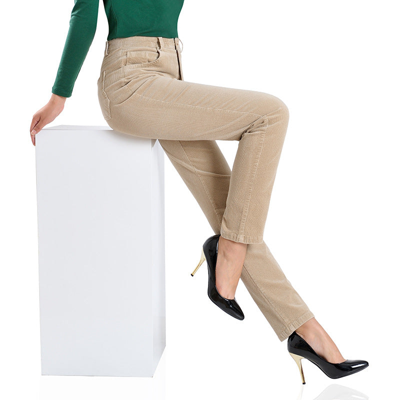 Stretch Loose Straight Leg Pants Corduroy Casual Cotton