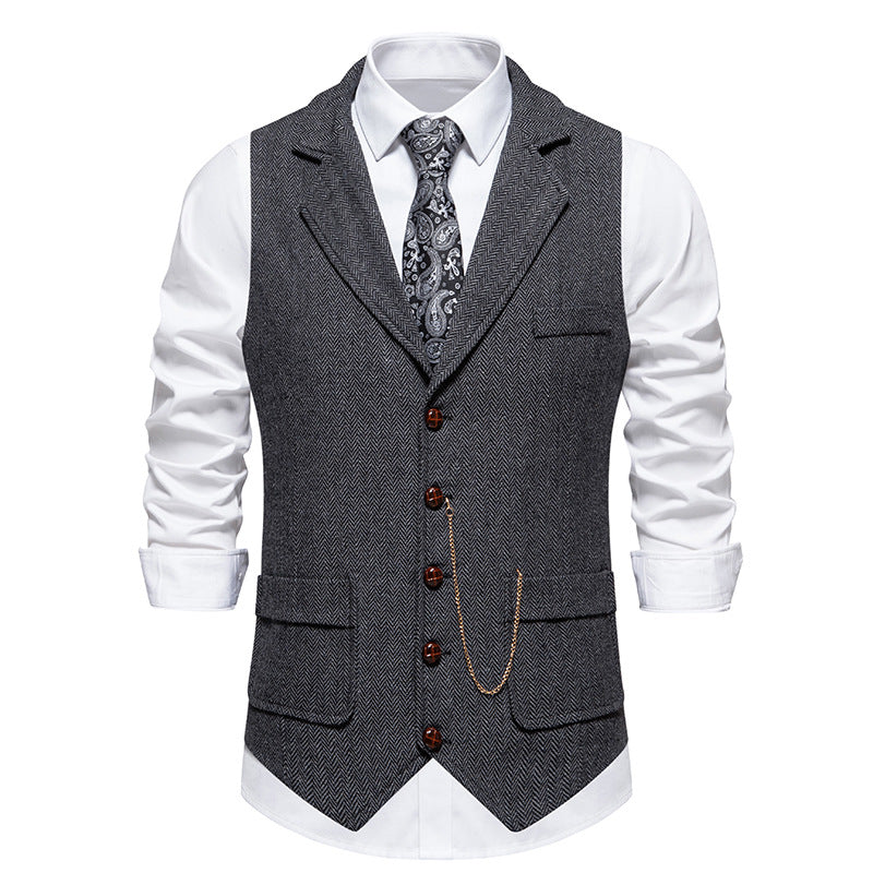 Ny Retro Sildebensmønstret Afslappet Vest Multi-lomme Tough Guy Vest