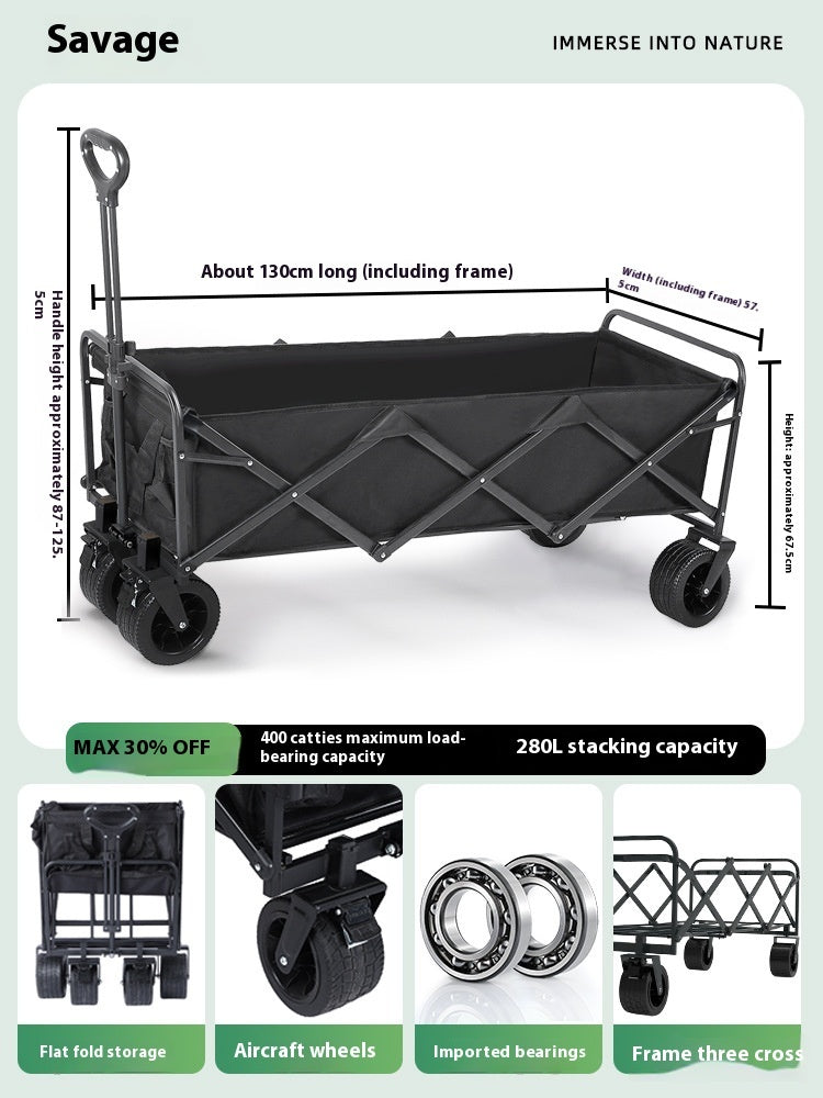 Lengthened Large Capacity 1 M 3 Camper Night Market Stall Car Folding Outdoor Trolley