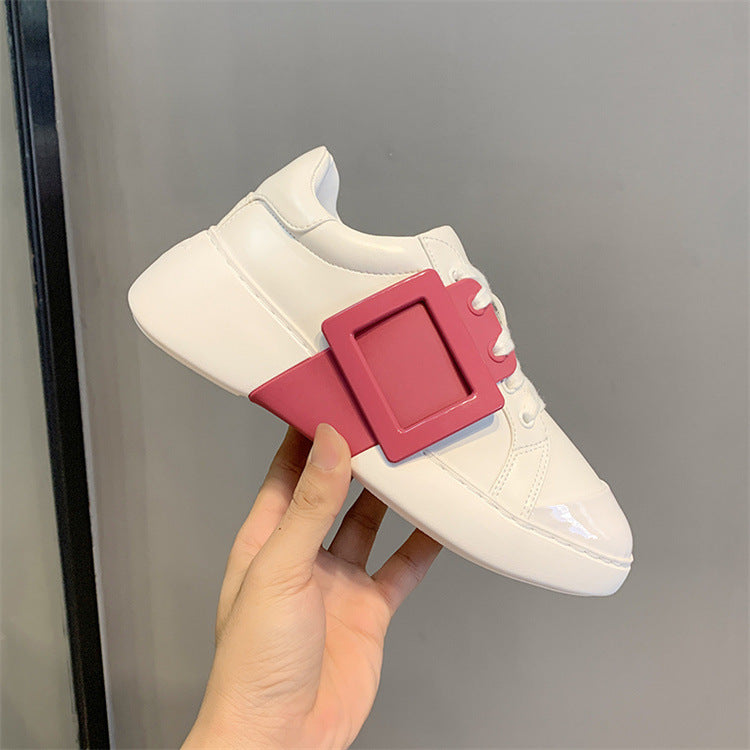 Match Heightened Platform Casual Round Toe Lace Up Sneakers