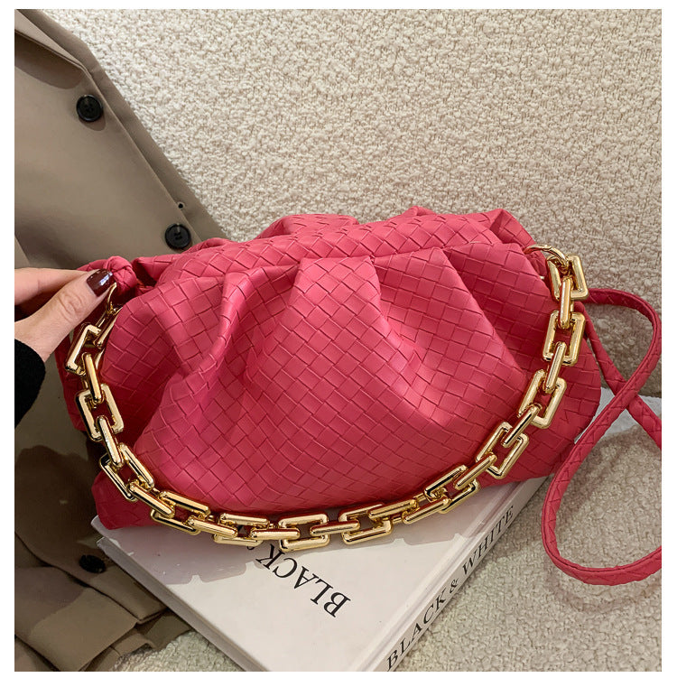 Fashion Fold Simple Chain Cloud Messenger Shoulder Bag