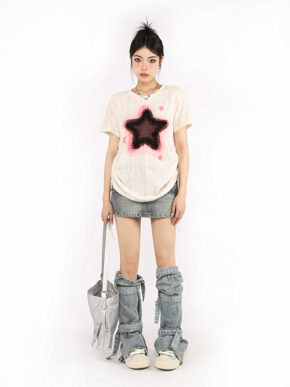 XINGX Old Short-sleeved T-shirt For Women Drawstring Top