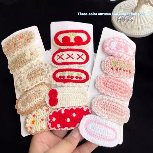 Versatile Knitted Yarn Sweet Flower Hair Clip
